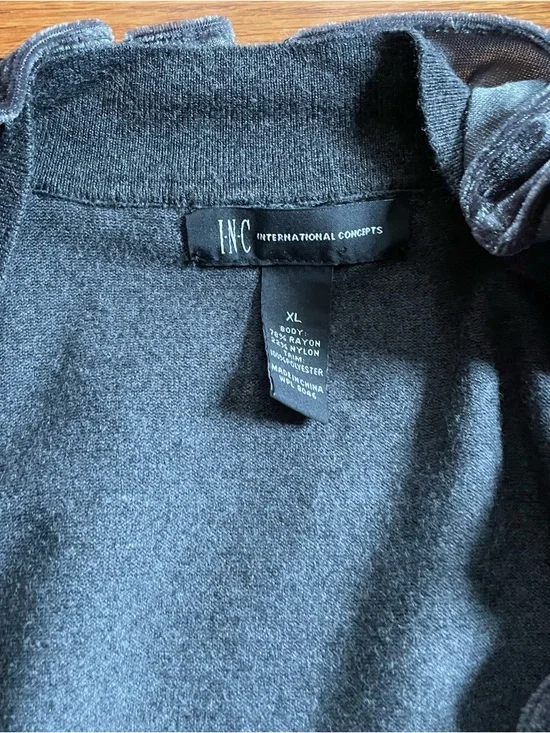 INC Velvet Ruffle Cardigan - Picture 3 of 6